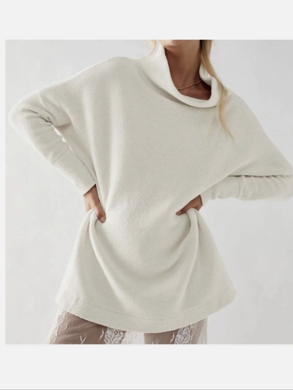 Free People Ottoman Slouchy Tunic Sweater - Ivory